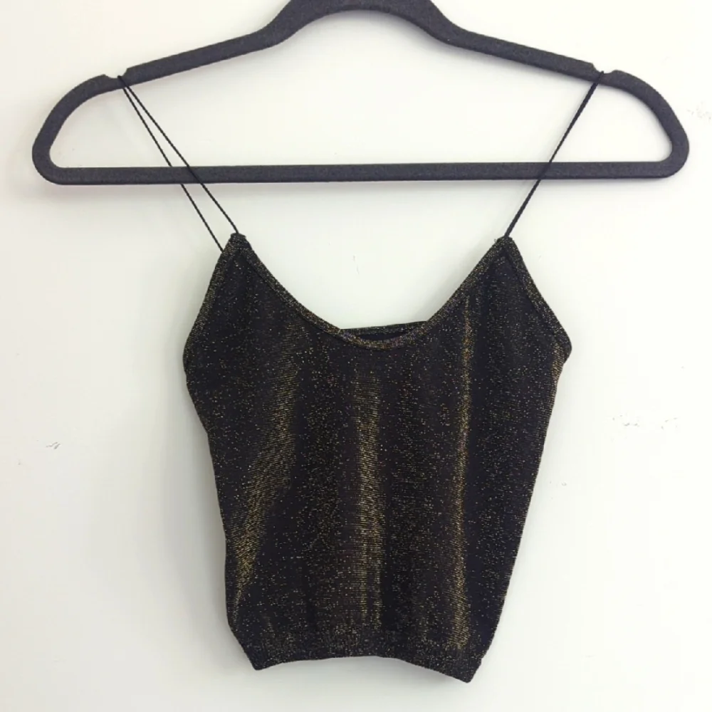 Intimately Free People Black Gold Metallic Sparkle Brami Cami Tank Top XS/S‎